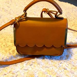 Brown leather crossbody purse